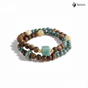 Agarwood & Blue Jadeite Golden Silk Jade Double Wrap Bracelet