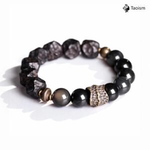 Black Obsidian & Ebony Wood Bracelet