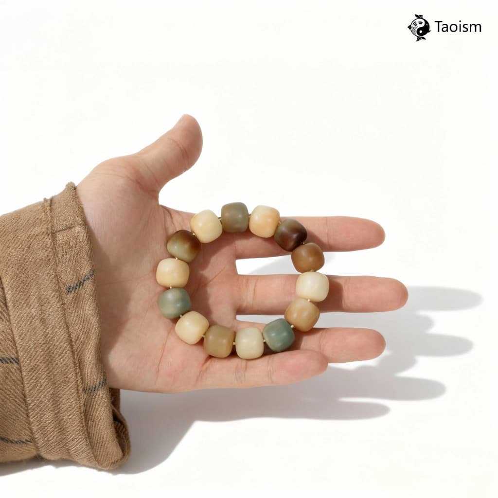 Natural Dry-Polished High-Oil Bodhi Seed Mala Bracelet - Image 4