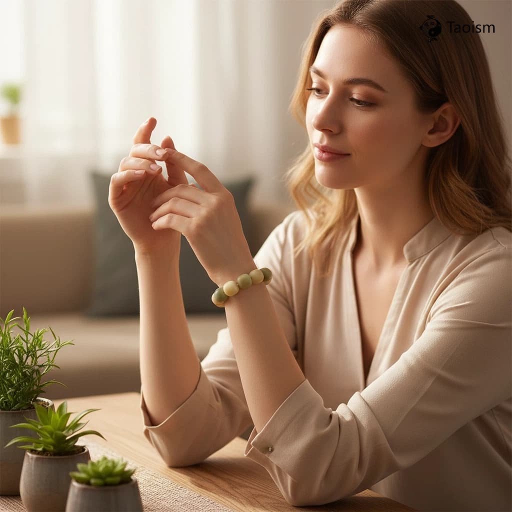 Natural Dry-Polished High-Oil Bodhi Seed Mala Bracelet - Image 5