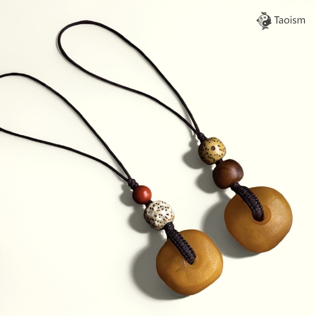 Keepsake of Time - Natural Amber Peace Knot Phone Charm - Image 3