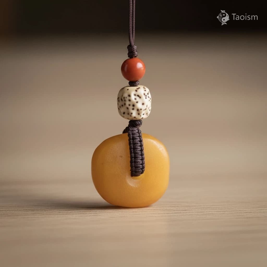 Keepsake of Time - Natural Amber Peace Knot Phone Charm - Image 5