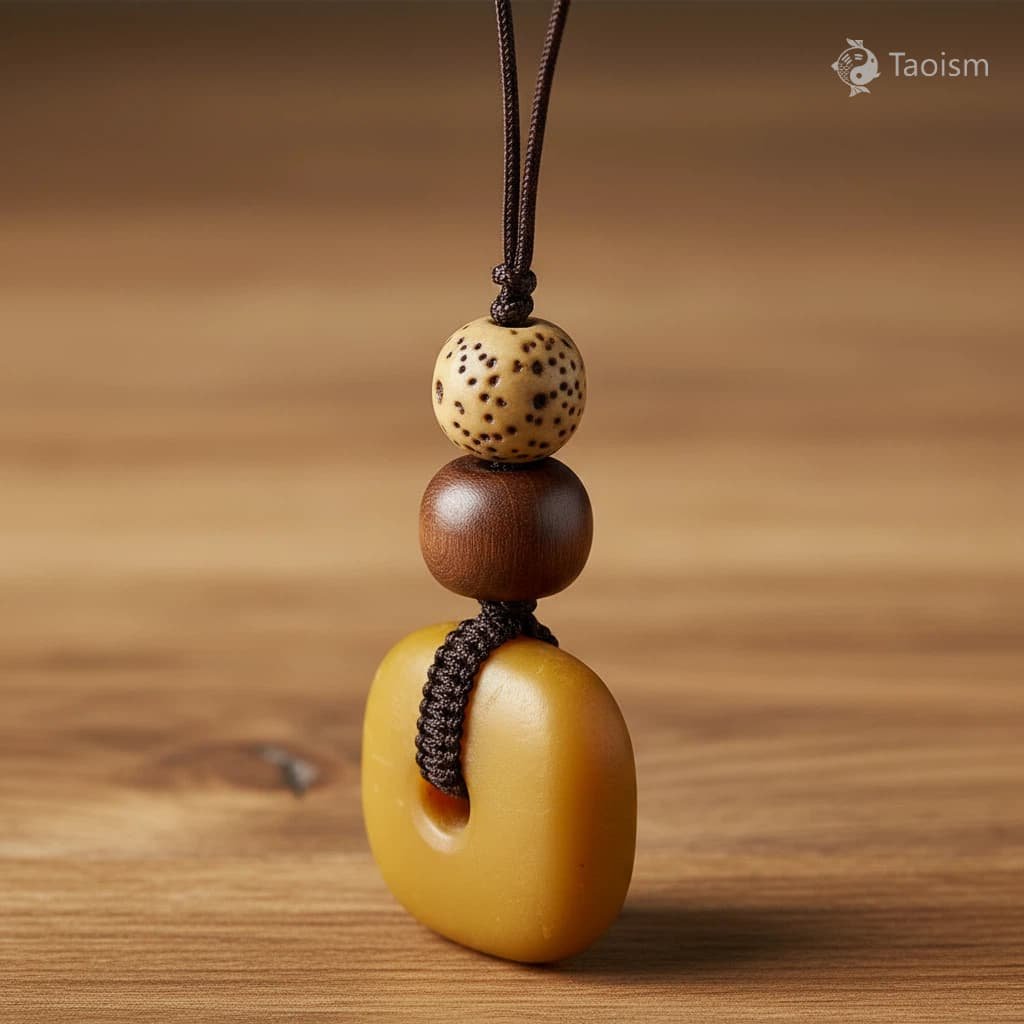 Keepsake of Time - Natural Amber Peace Knot Phone Charm - Image 4
