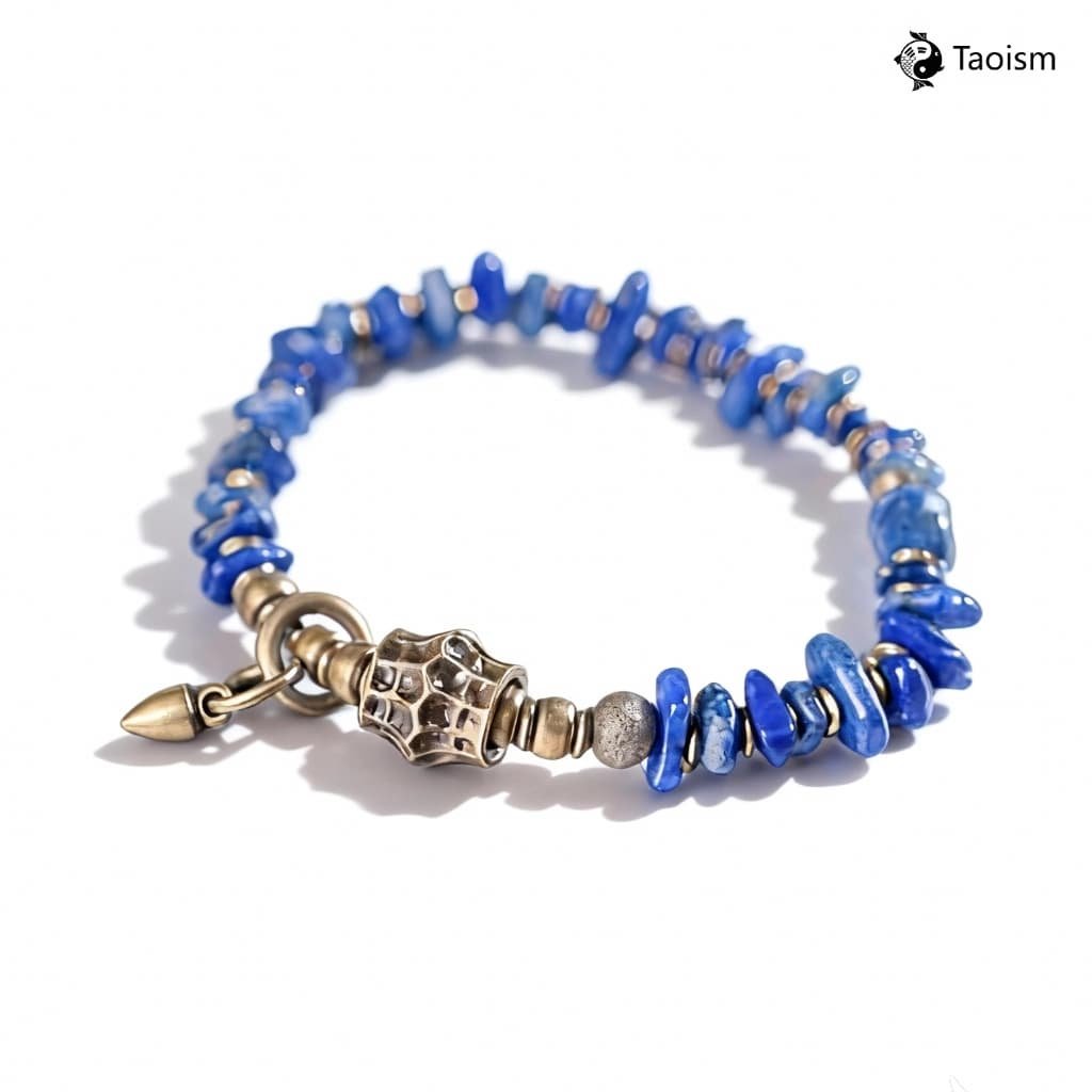 Free-Form Lapis Lazuli Beads with Brass Accent Bracelet