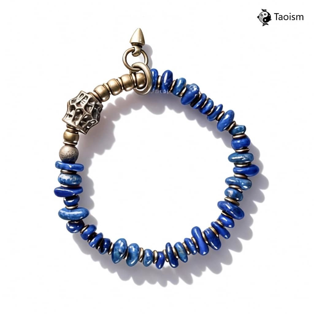 Free-Form Lapis Lazuli Beads with Brass Accent Bracelet - Image 2