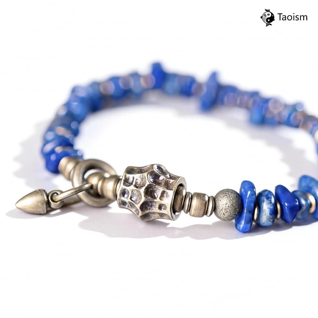 Free-Form Lapis Lazuli Beads with Brass Accent Bracelet - Image 3