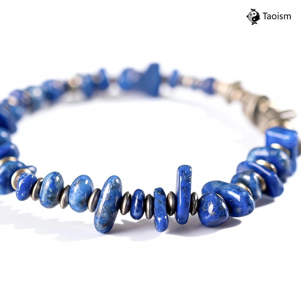 Free-Form Lapis Lazuli Beads with Brass Accent Bracelet - Image 4