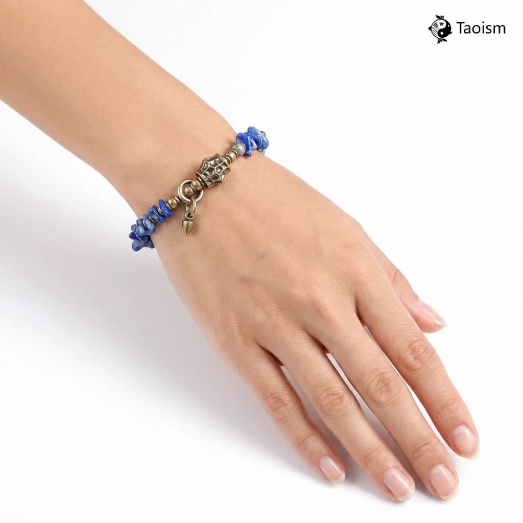 Free-Form Lapis Lazuli Beads with Brass Accent Bracelet - Image 5
