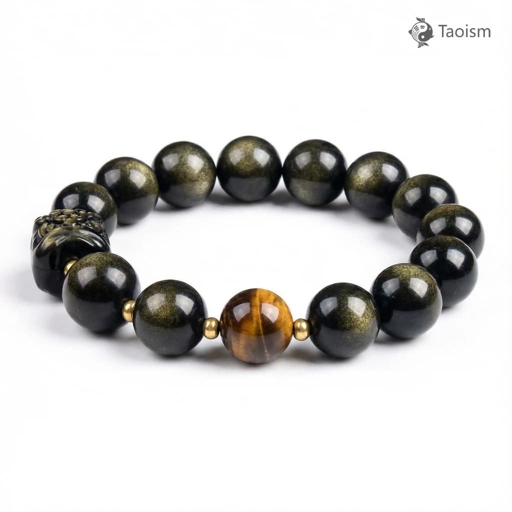 Awakening Lion Black Obsidian Bracelet