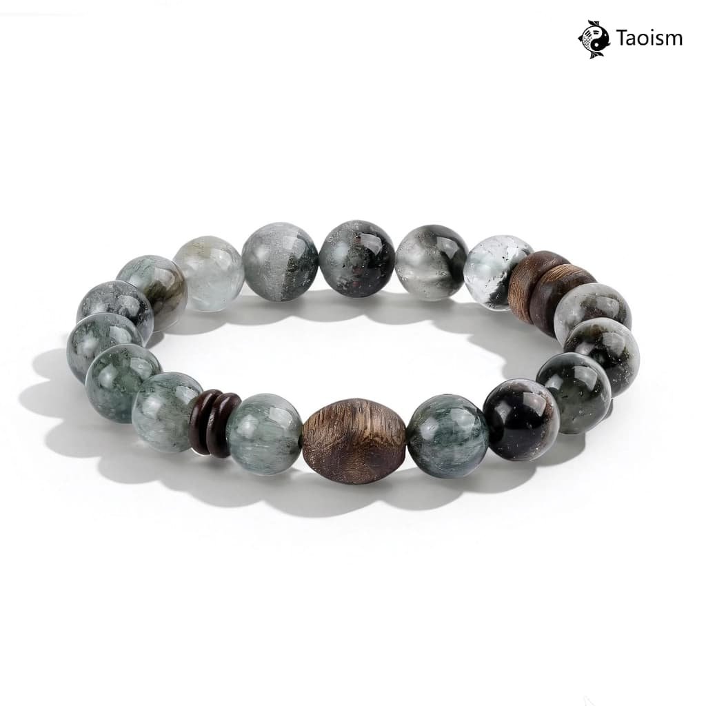 Green Phantom Quartz & Agarwood Bracelet