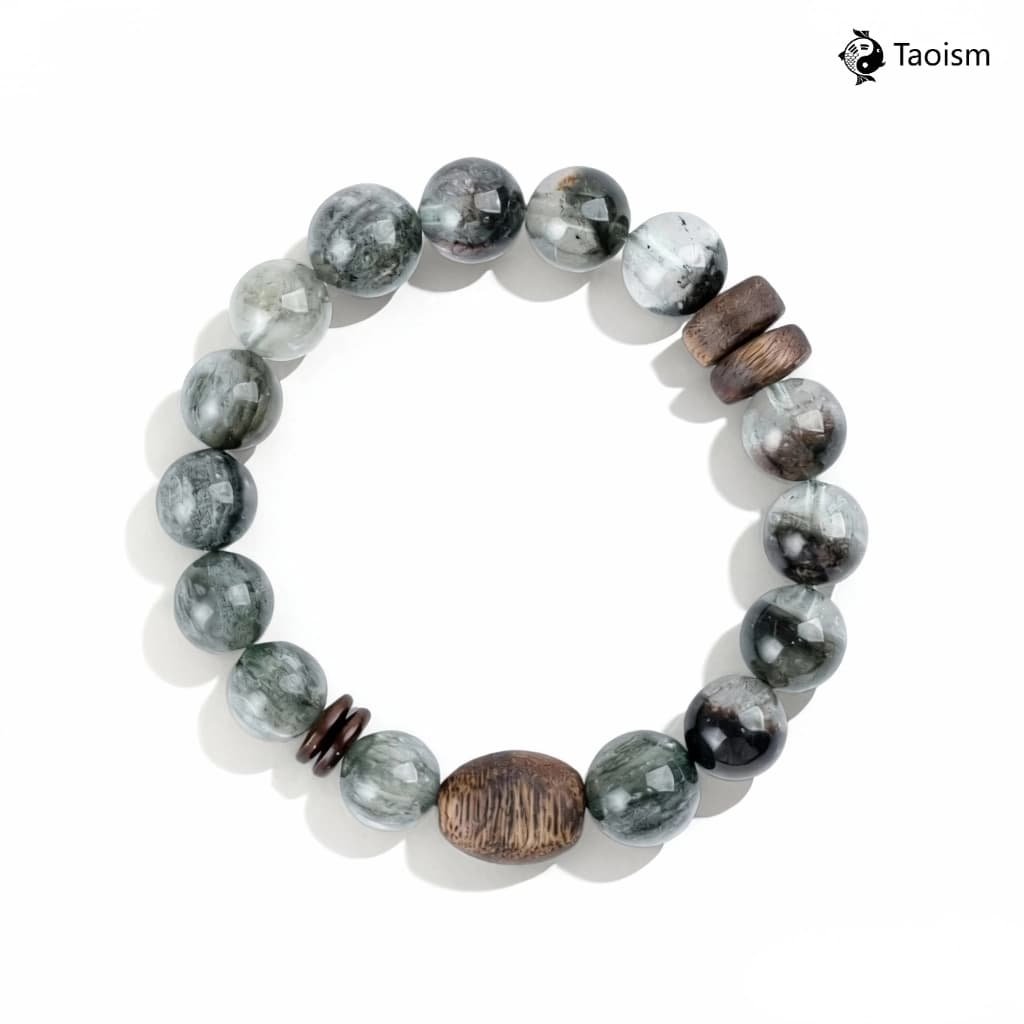 Green Phantom Quartz & Agarwood Bracelet - Image 2