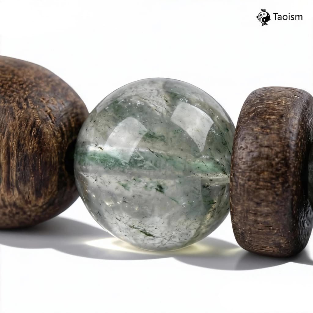 Green Phantom Quartz & Agarwood Bracelet - Image 3