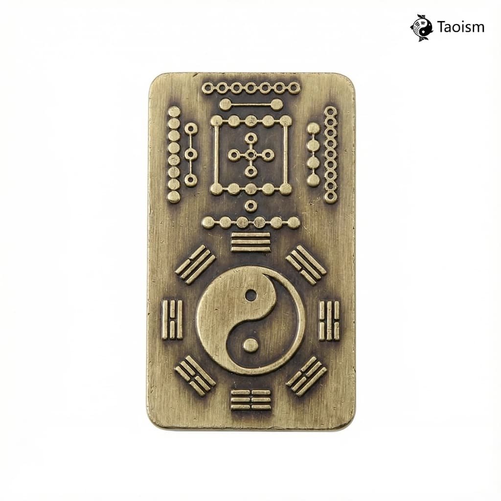 Hetu Luoshu Bagua Energy Talisman - Portable Alloy Mini Relief Palm Piece