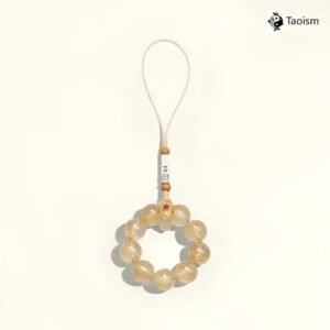 Golden Rutilated Quartz Braided Ring Phone Charm