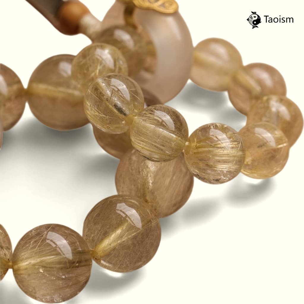 Golden Rutilated Quartz Braided Ring Phone Charm - Image 5