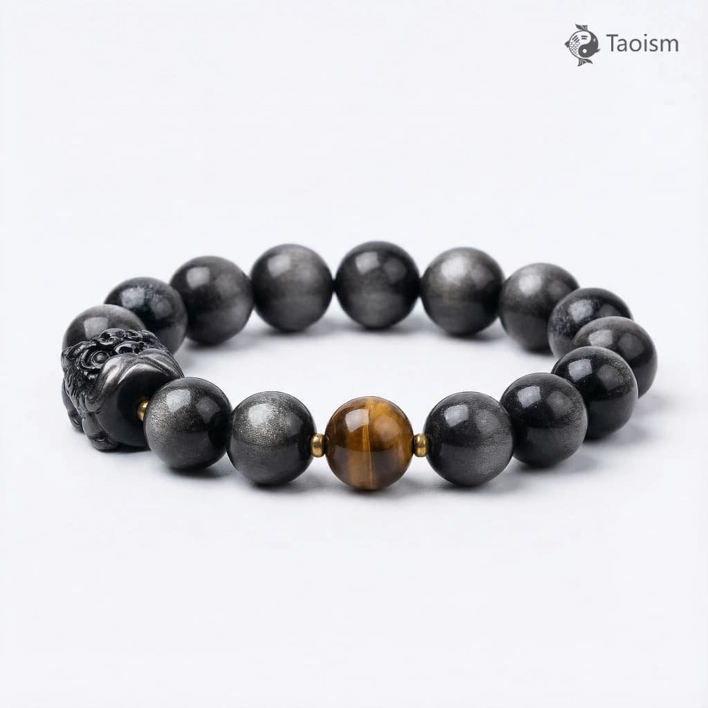 Awakening Lion Black Obsidian Bracelet - Image 2