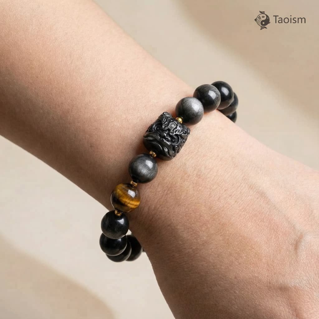 Awakening Lion Black Obsidian Bracelet - Image 3