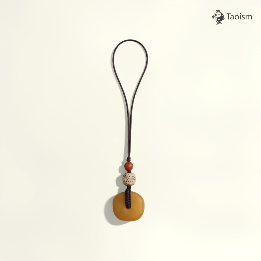 Keepsake of Time - Natural Amber Peace Knot Phone Charm - Image 2