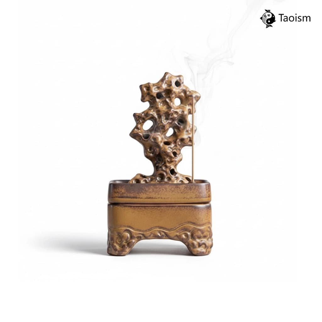 Celadon Glazed Ceramic Taihu Stone Incense Burner - Image 2