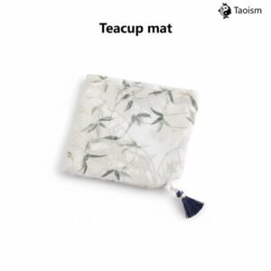 Chinese Brocade & Embroidered Bamboo Tea Mat